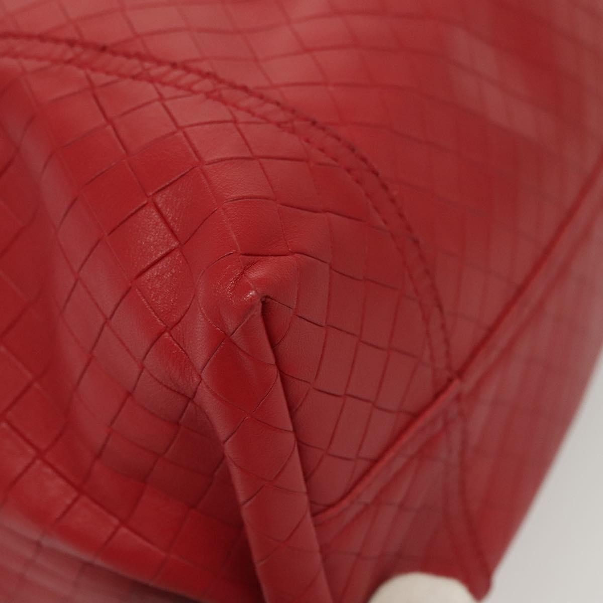 Bottega Veneta Intrecciomirage Tote Leather Red Leather Tote Bag Bag (Pre-Owned)