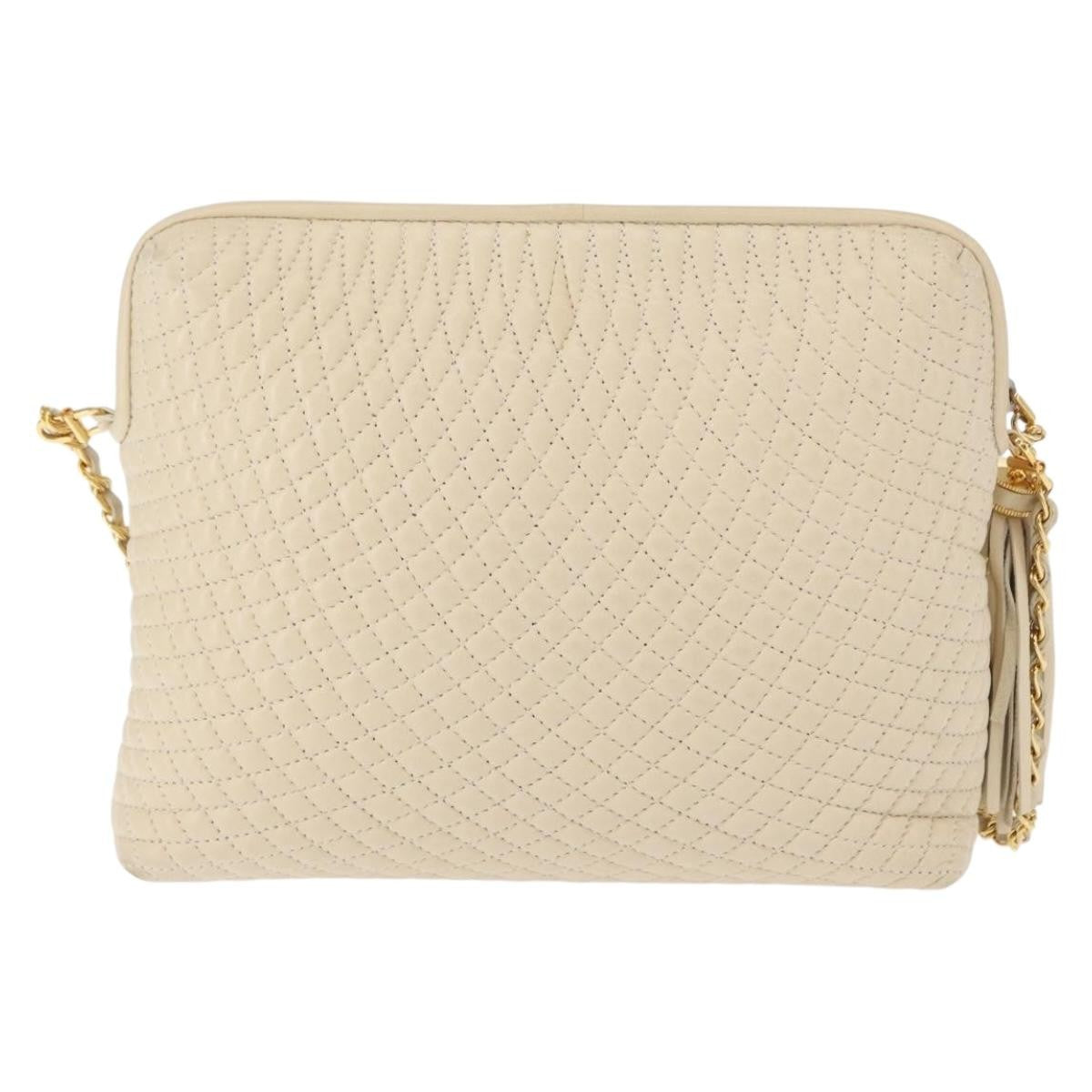 Bally Vintage Chain Quilted Leather Beige Leather Shoulder Bag Bag (Pre-Owned)