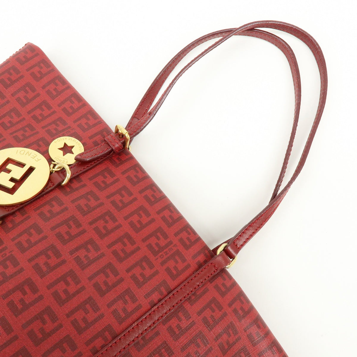Fendi Superstar Zucchino Coated Canvas Red Pvc Tote Bag Bag (Pre-Owned)