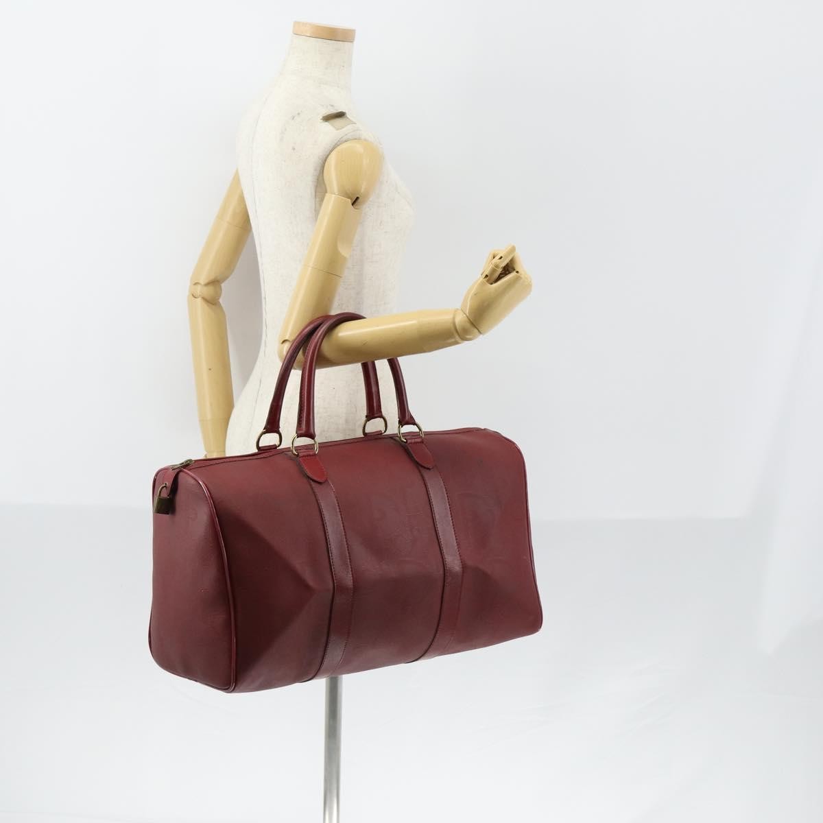 Christian Dior Vintage Trotter Duffle Diorissimo Canvas Red Canvas Travel Bag Bag (Pre-Owned)