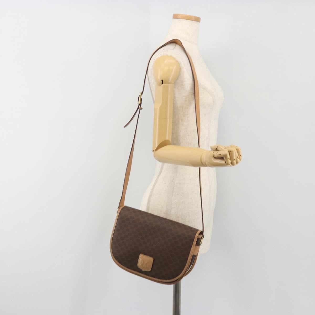 Celine Macadam Canvas Brown Canvas Shoulder Bag Bag (Pre-Owned)