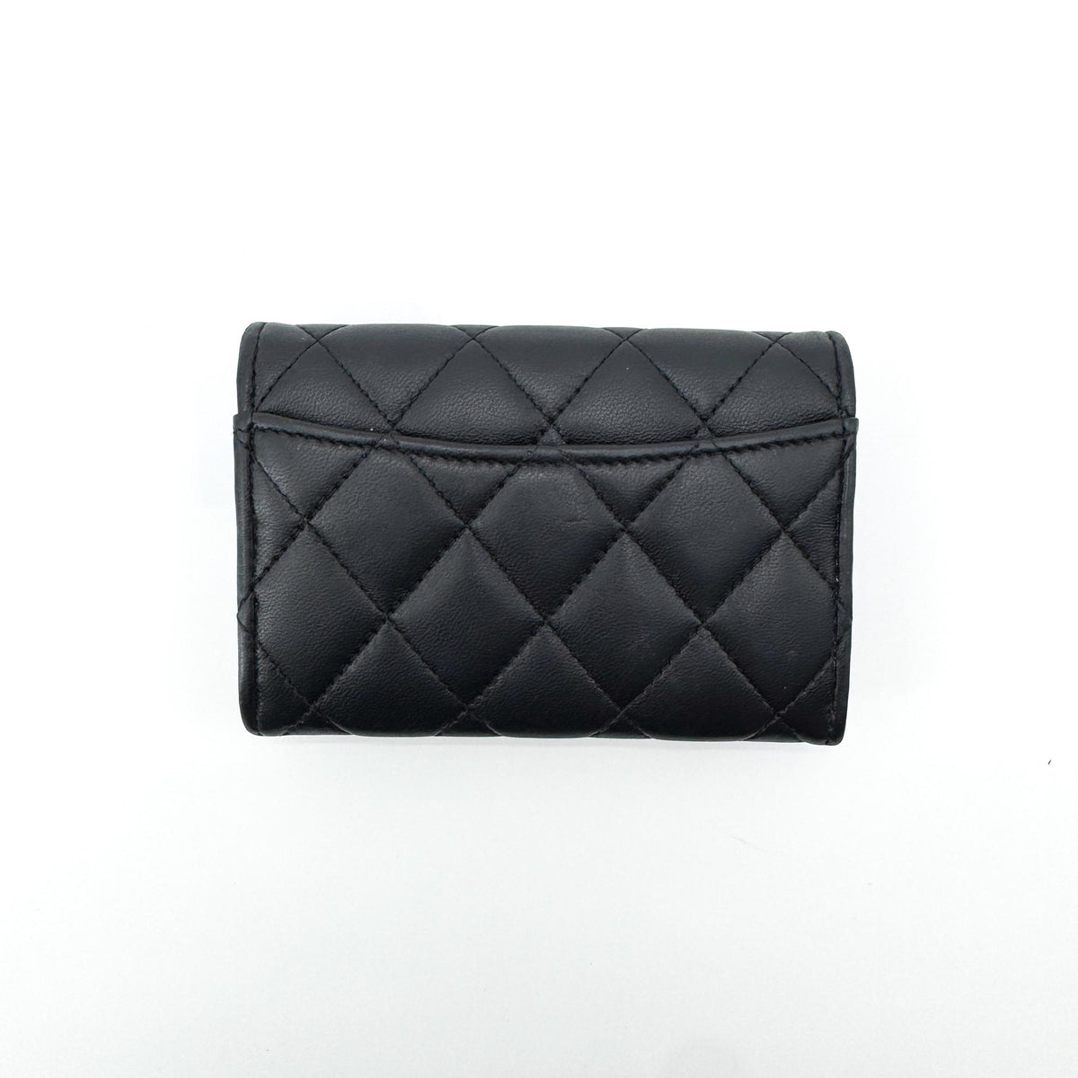 Chanel Classic Flap Card Holder Quilted Caviar Black Leather Card Holders Accessory (Pre-Owned)