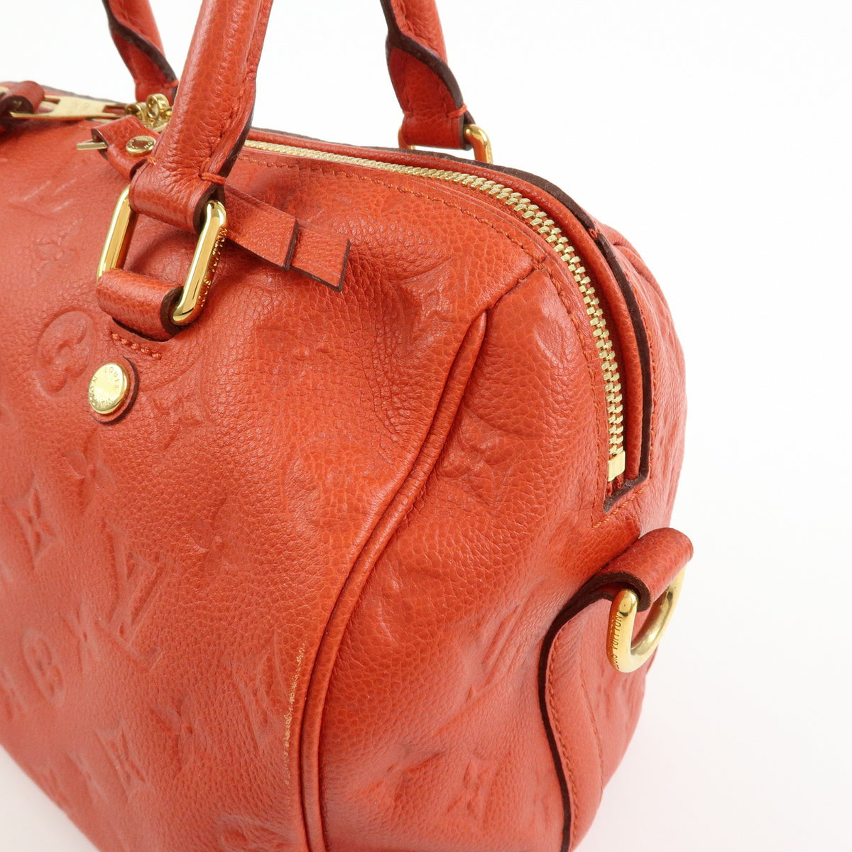 Louis Vuitton Speedy Bandouliere Monogram Empreinte Leather Orange Leather Handbag (Pre-Owned)