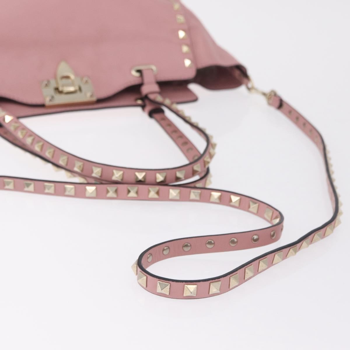 Valentino Garavani Rockstud Soft Leather Pink Leather Tote Bag Bag (Pre-Owned)