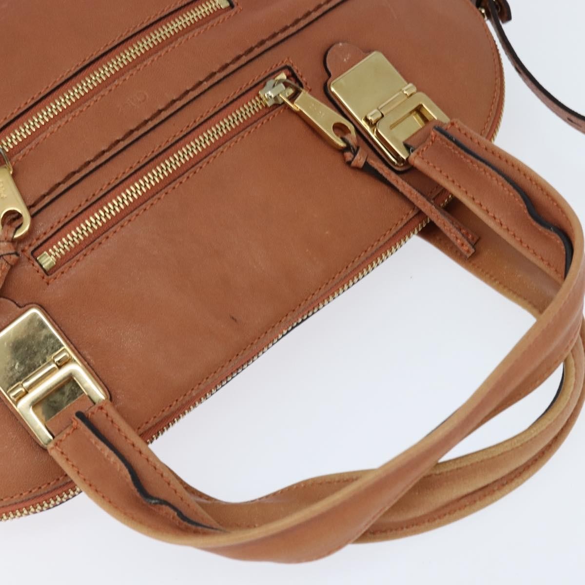 Chloe Angie Tote Leather Brown Leather Tote Bag Bag (Pre-Owned)