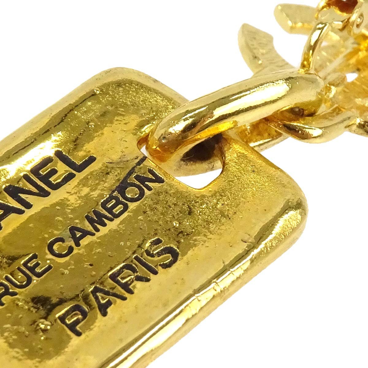 Chanel Cc Plate Logo Dangle Metal With Crystals Gold Gold_Plated Earrings Jewelry (Pre-Owned)
