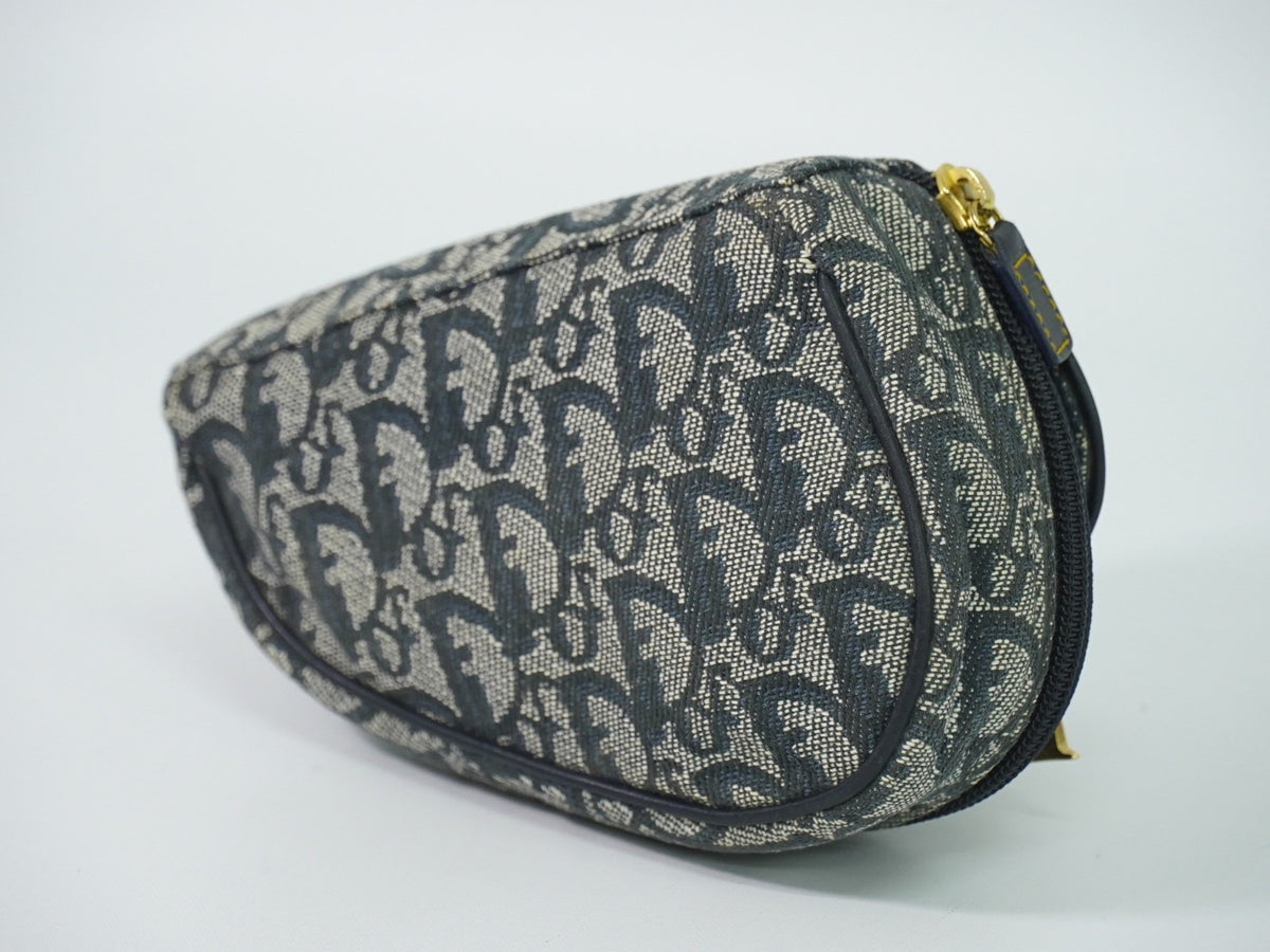 Christian Dior Saddle Zip Diorissimo Canvas Navy Canvas Clutche & Pouche Bag (Pre-Owned)