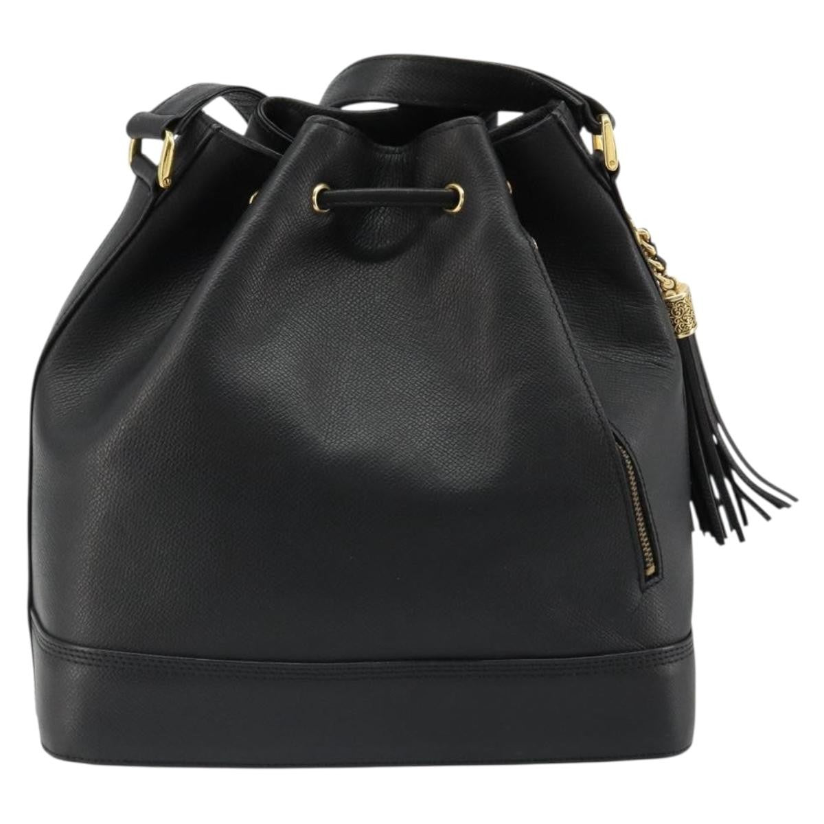 Valentino Garavani Vintage Leather Black Leather Shoulder Bag Bag (Pre-Owned)