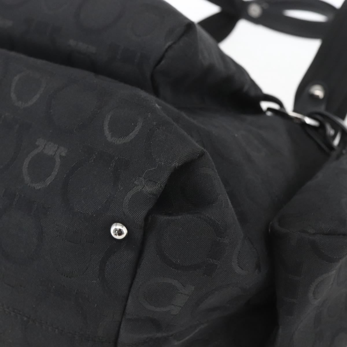 Salvatore Ferragamo Gancini Tote Nylon Black Nylon Tote Bag Bag (Pre-Owned)