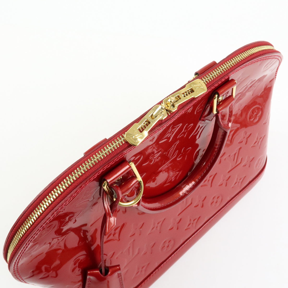 Louis Vuitton Alma Monogram Vernis Red Patent_Leather Handbag (Pre-Owned)