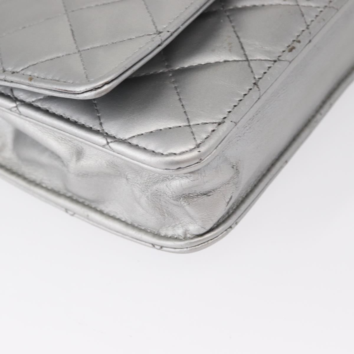 Chanel Reissue 2.55 Wallet On Chain Quilted Lambskin Silver Leather Crossbody Bag Bag (Pre-Owned)