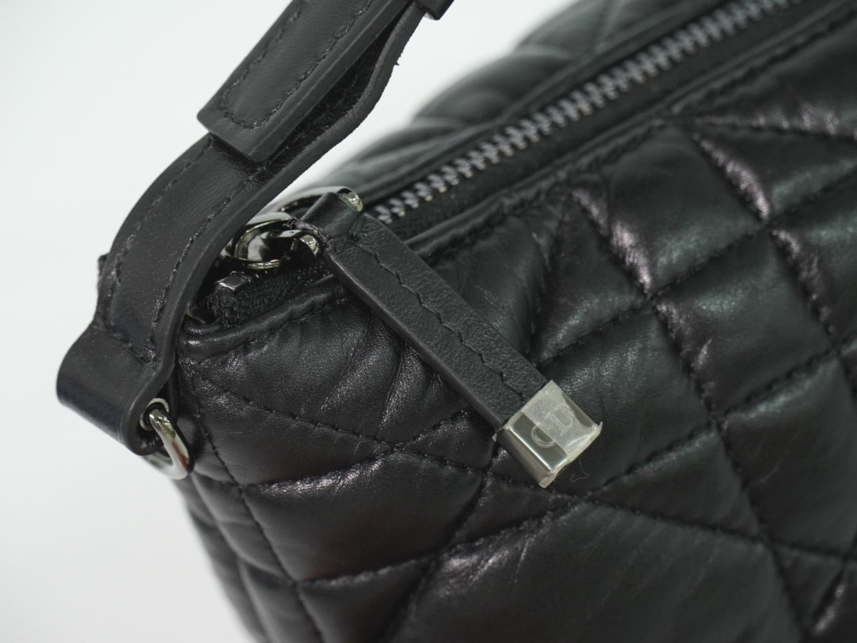 Christian Dior Diortravel Nomad Macrocannage Quilt Calfskin Black Leather Clutche & Pouche Bag (Pre-Owned)