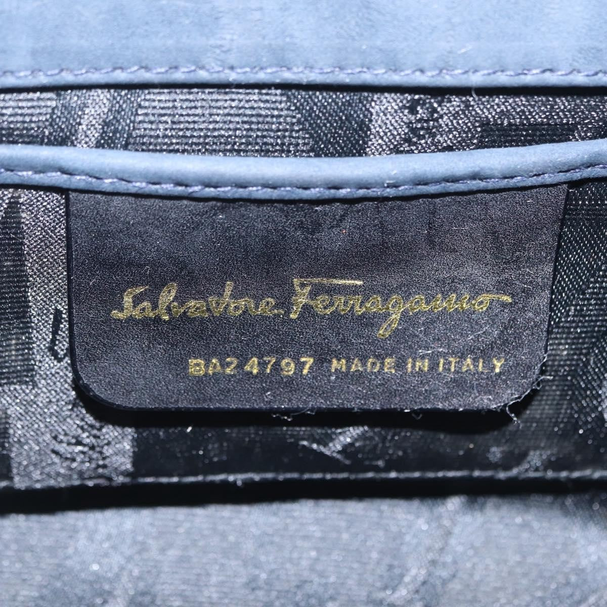 Salvatore Ferragamo Gancini Flap Suede Navy Suede Shoulder Bag Bag (Pre-Owned)