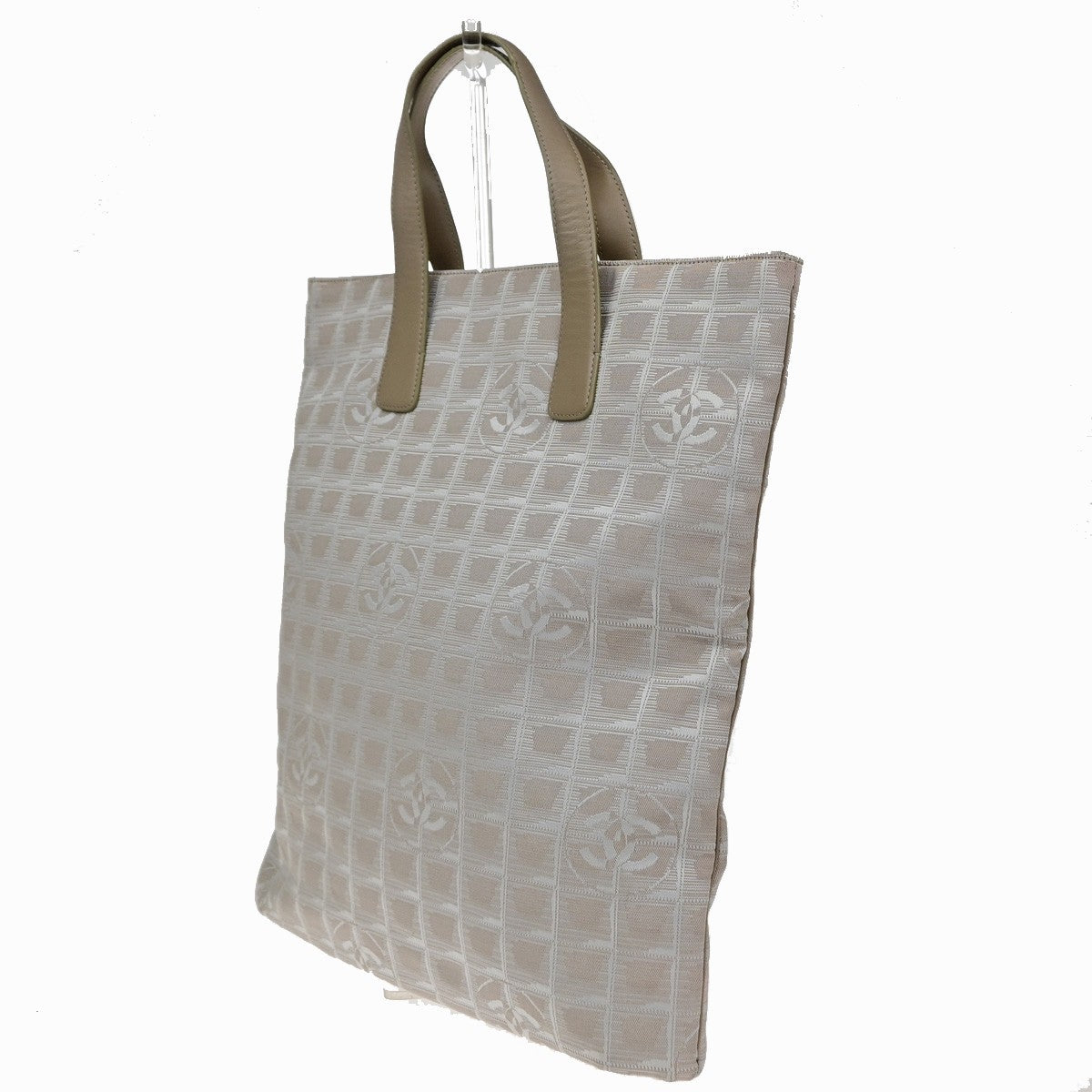 Chanel Travel Line Tote Nylon Beige Nylon Tote Bag Bag (Pre-Owned)