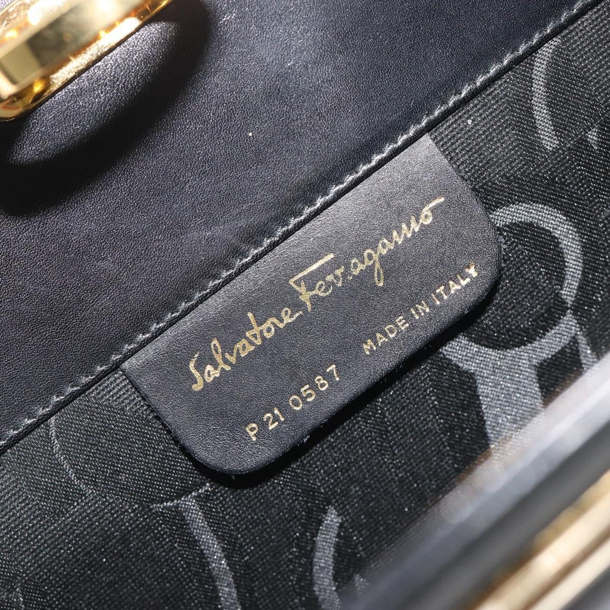 Salvatore Ferragamo Vintage Gancini Chain Leather Black Leather Shoulder Bag Bag (Pre-Owned)