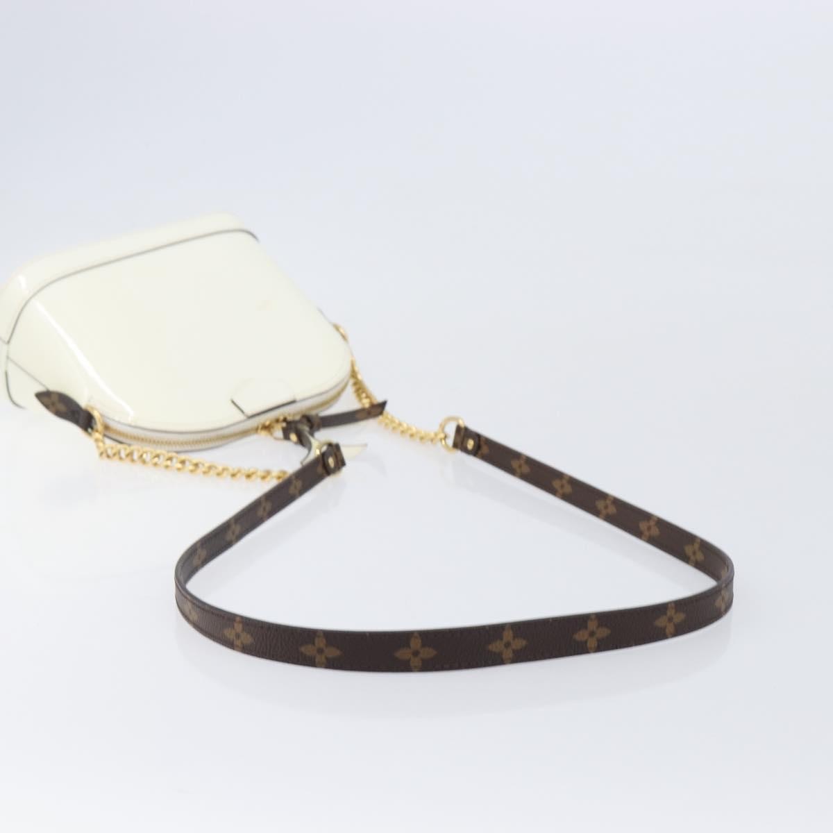Louis Vuitton Alma Chain Vernis With Monogram Canvas White Patent_Leather Handbag (Pre-Owned)