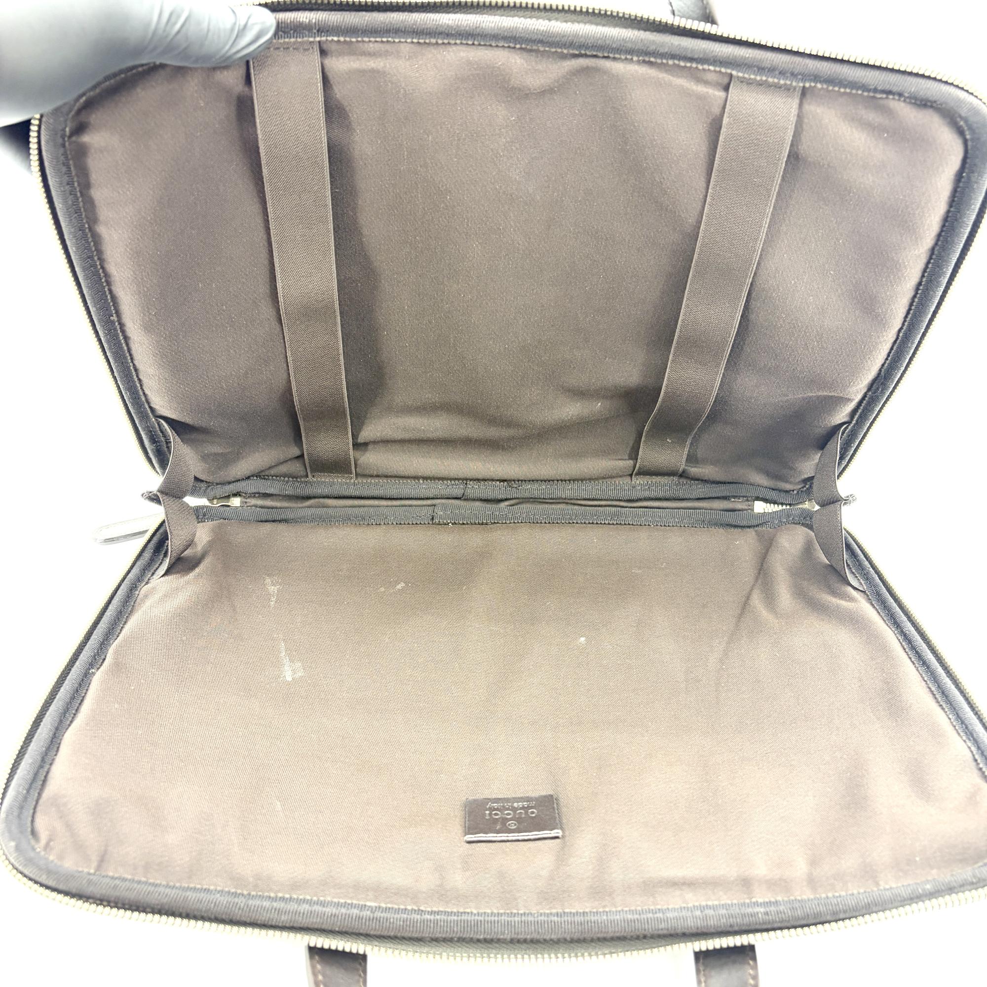 Gucci Laptop Gg Coated Canvas Brown Canvas Briefcase Bag (Pre-Owned)