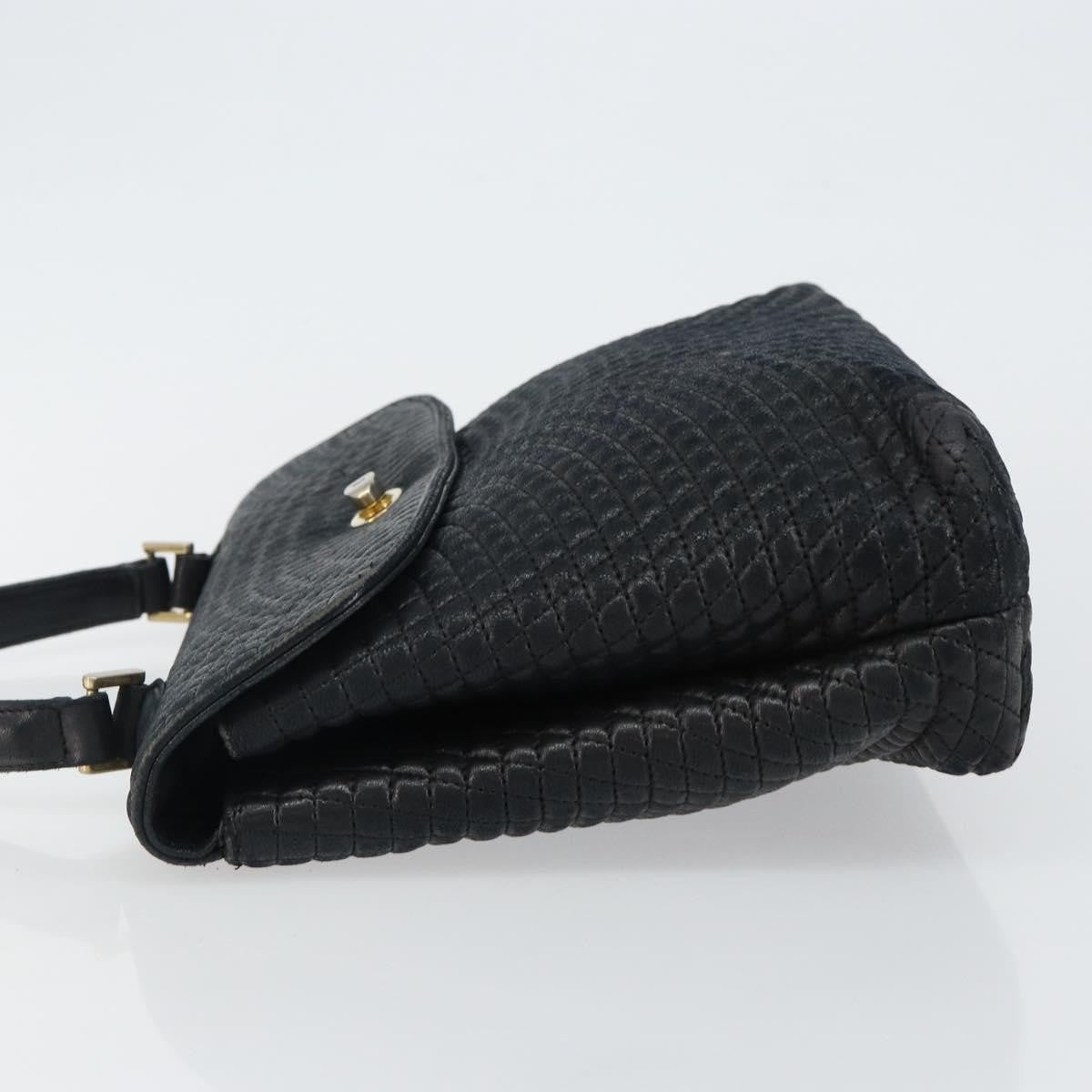 Bally Vintage Quilted Leather Black Leather Handbag (Pre-Owned)
