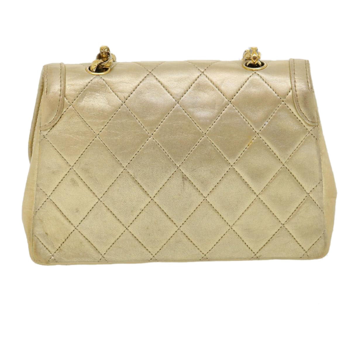 Chanel Vintage Cc Chain Flap Quilted Lambskin Gold Leather Shoulder Bag Bag (Pre-Owned)