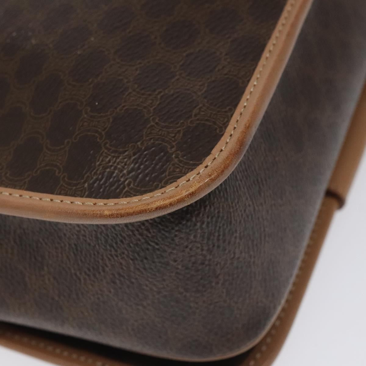 Celine Vintage Macadam Canvas And Leather Brown Canvas Shoulder Bag Bag (Pre-Owned)
