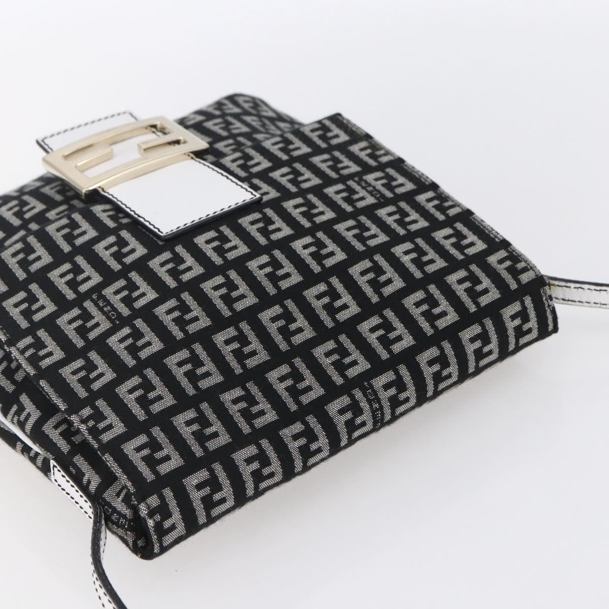 Fendi Vintage Flap Zucchino Canvas Black Canvas Shoulder Bag Bag (Pre-Owned)