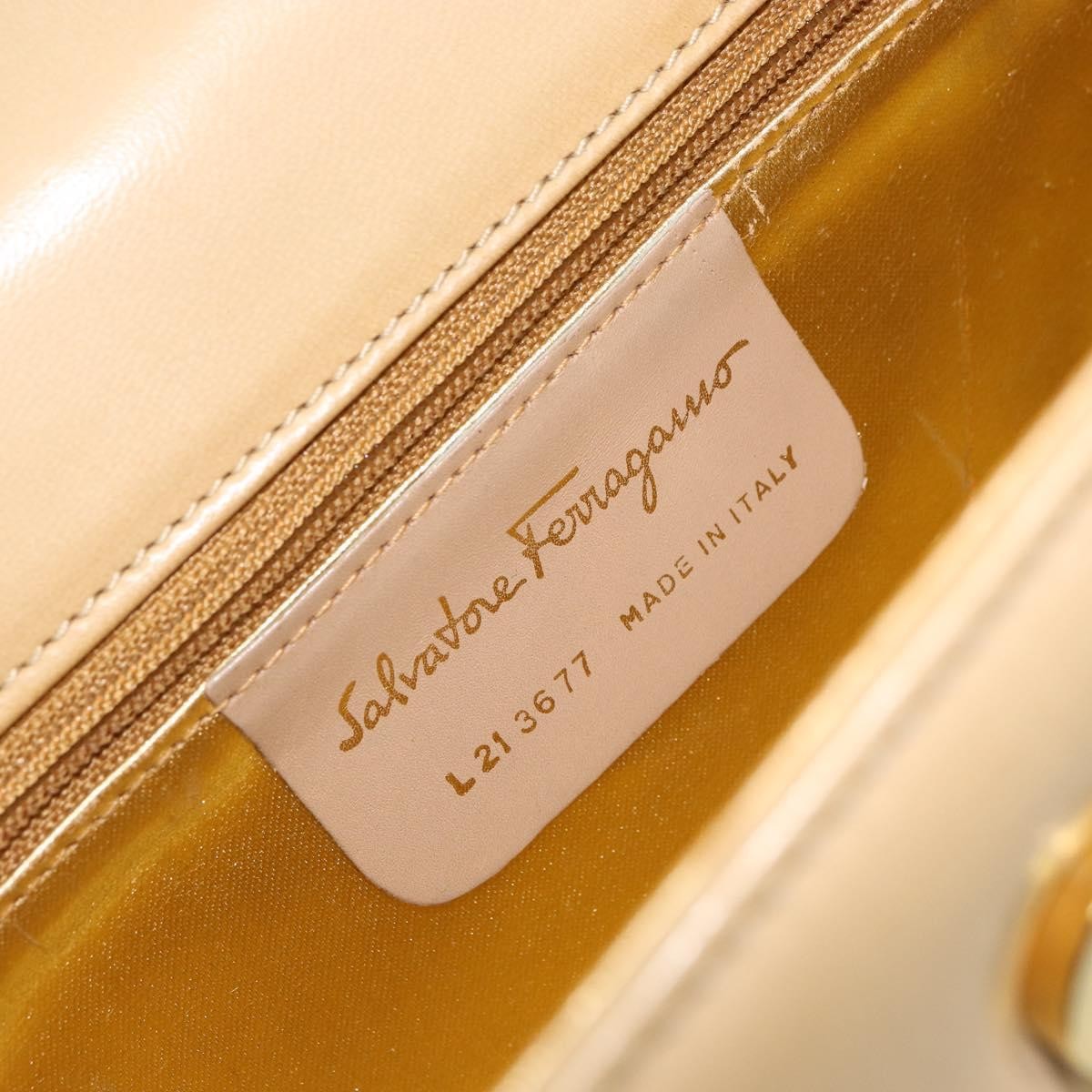 Salvatore Ferragamo Vintage Chain Leather Beige Leather Handbag (Pre-Owned)