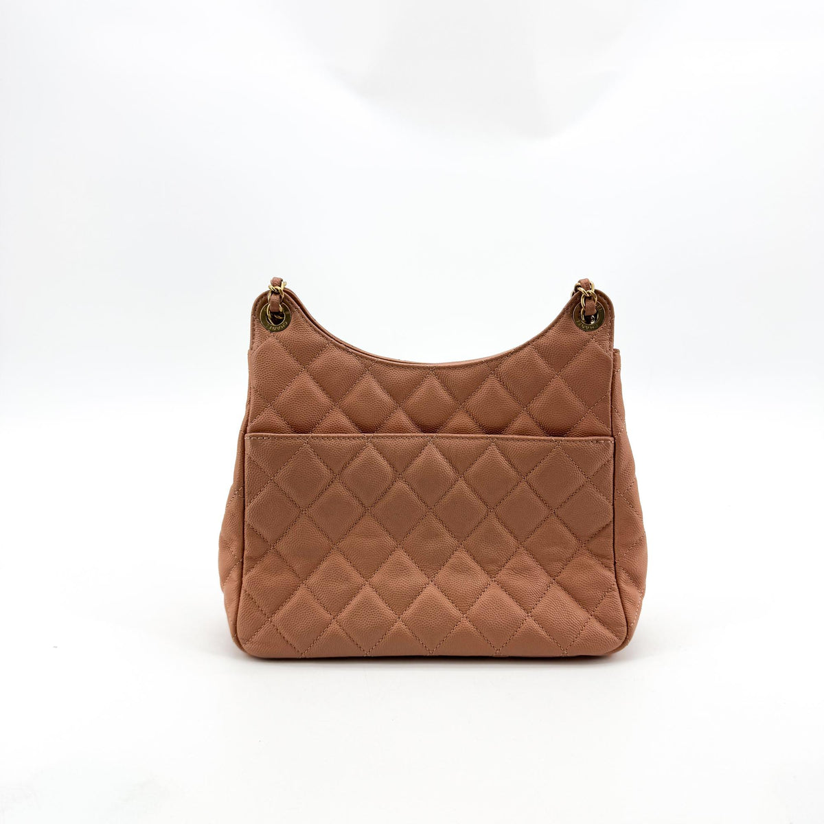 Chanel Wavy Cc Hobo Quilted Caviar Brown Leather Shoulder Bag Bag (Pre-Owned)