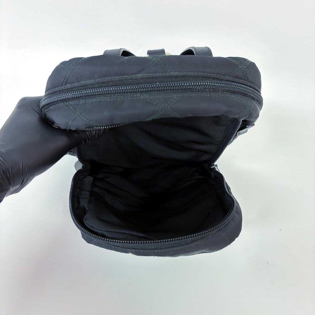 Prada Zip Sling Re-Nylon Black Nylon Backpack Bag (Pre-Owned)