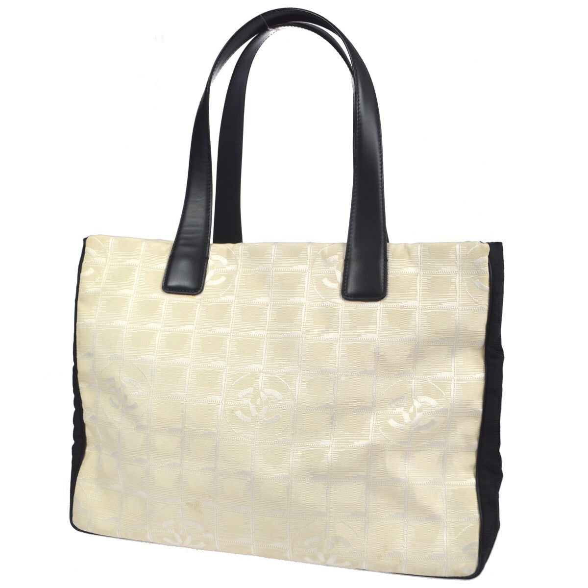 Chanel Travel Line Nylon White Nylon Tote Bag Bag (Pre-Owned)