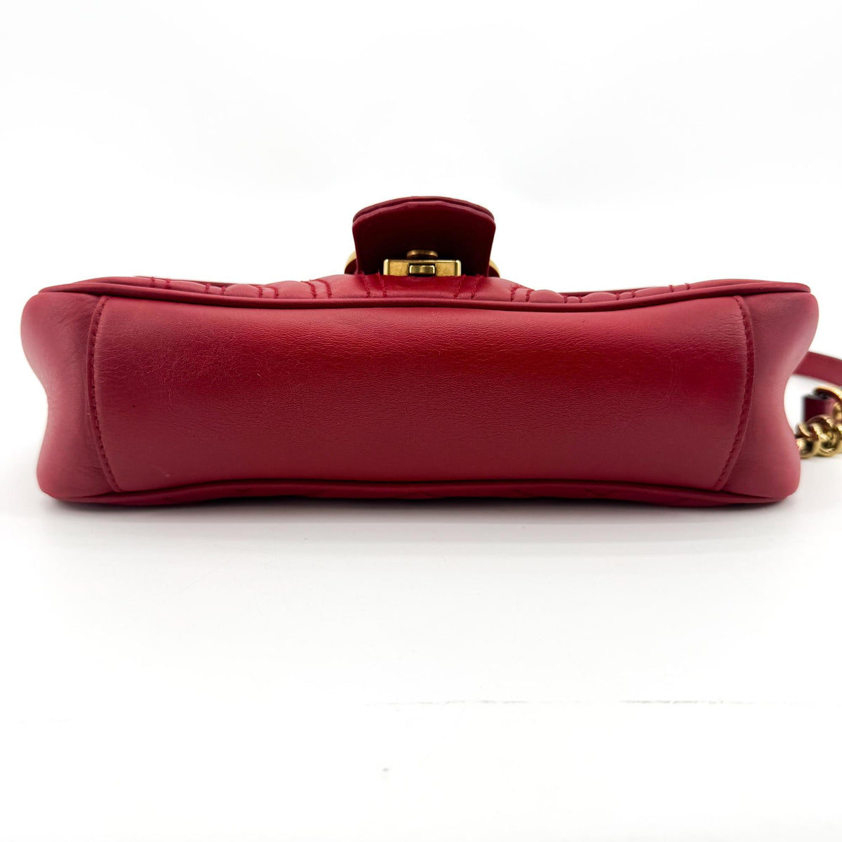 Gucci Gg Marmont Flap Matelasse Leather Gold Leather Shoulder Bag Bag (Pre-Owned)