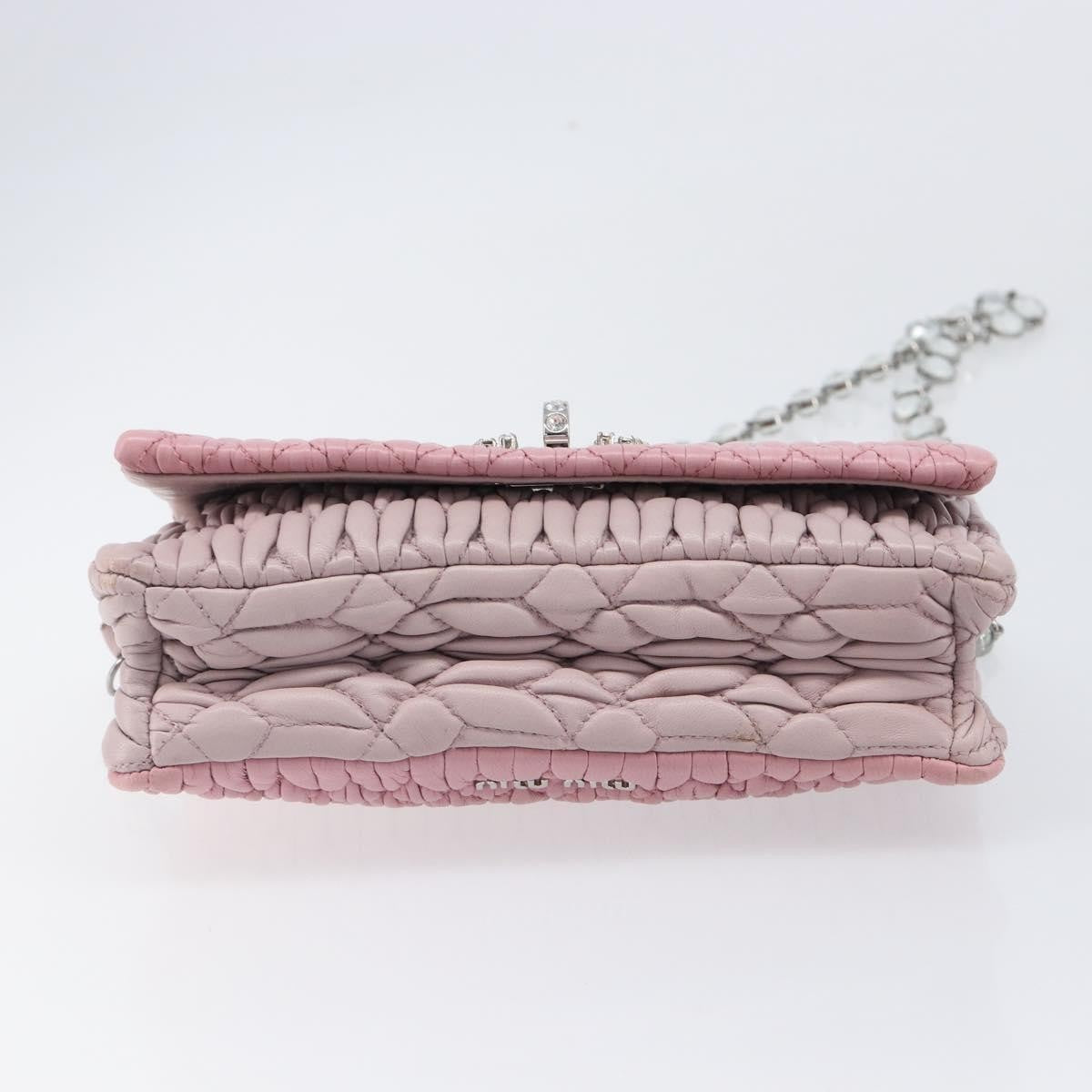 Miu Miu Crystal 2Way Matelasse Leather Pink Leather Clutche & Pouche Bag (Pre-Owned)