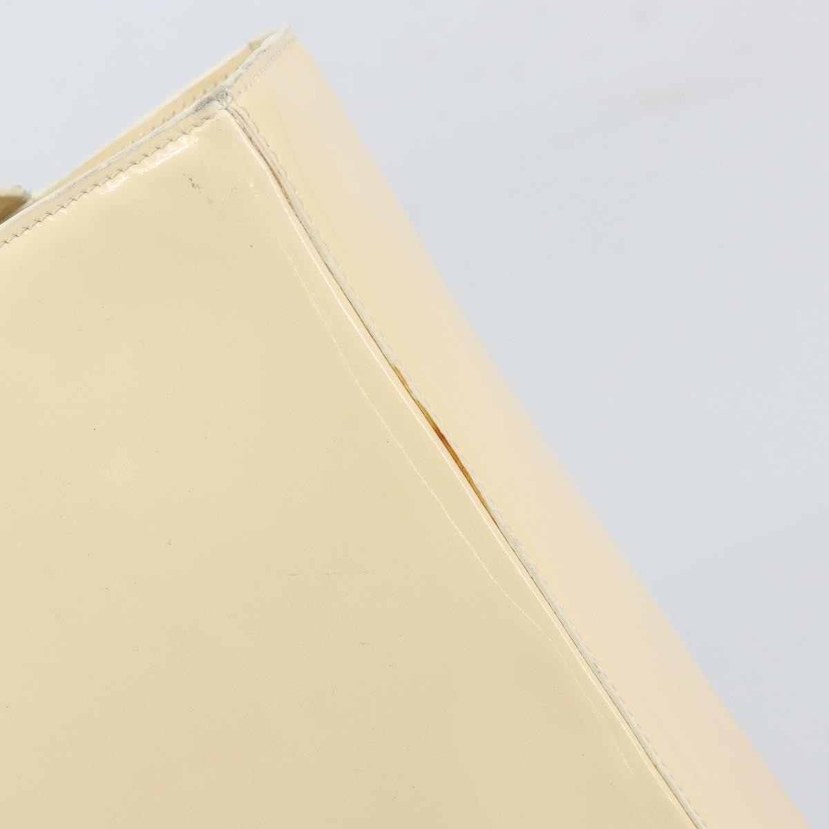 Chanel Vintage Embossed Logo Shoulder Patent Beige Patent_Leather Tote Bag Bag (Pre-Owned)