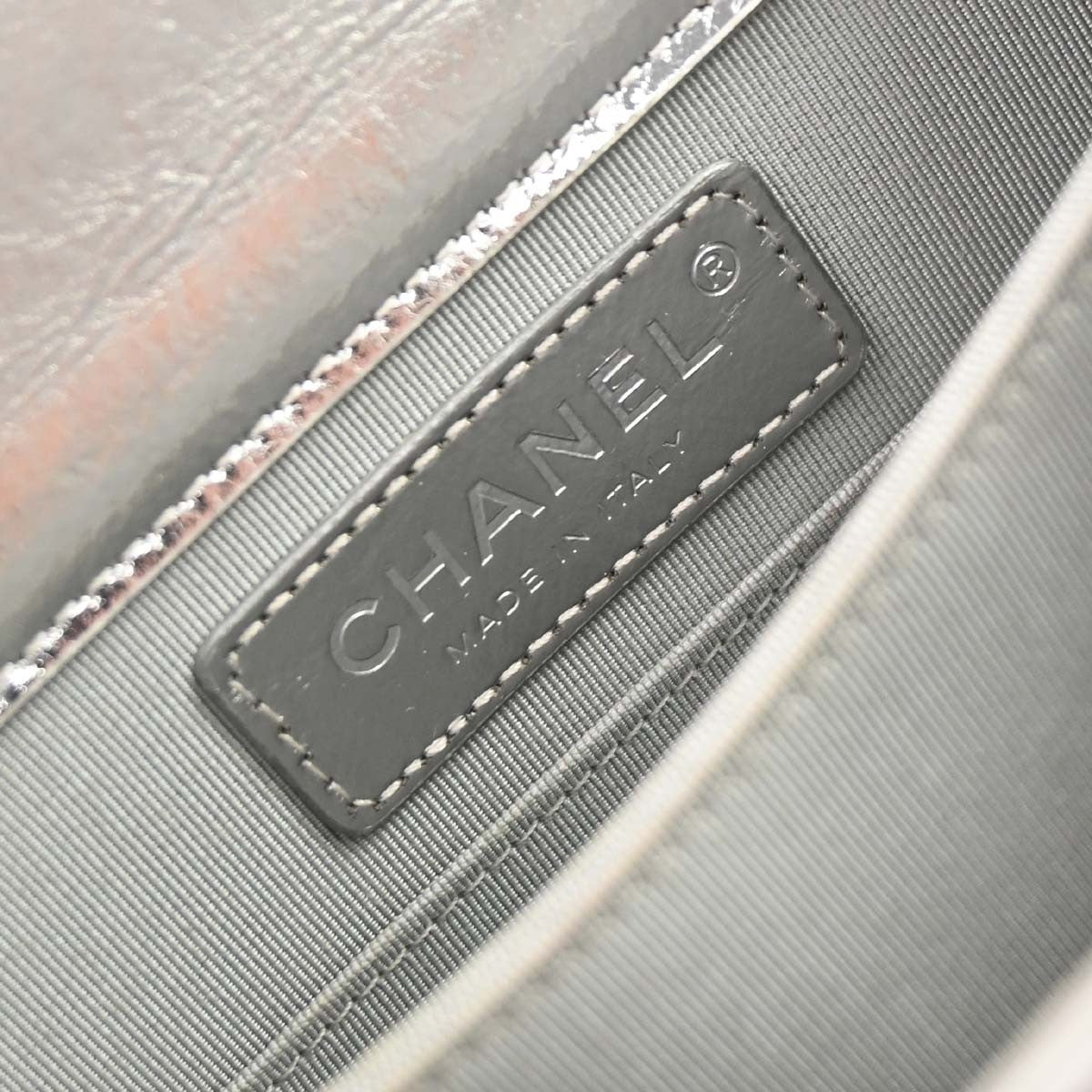 Chanel North South Boy Flap Quilted Metallic Calfskin Metallic Patent_Leather Shoulder Bag Bag (Pre-Owned)