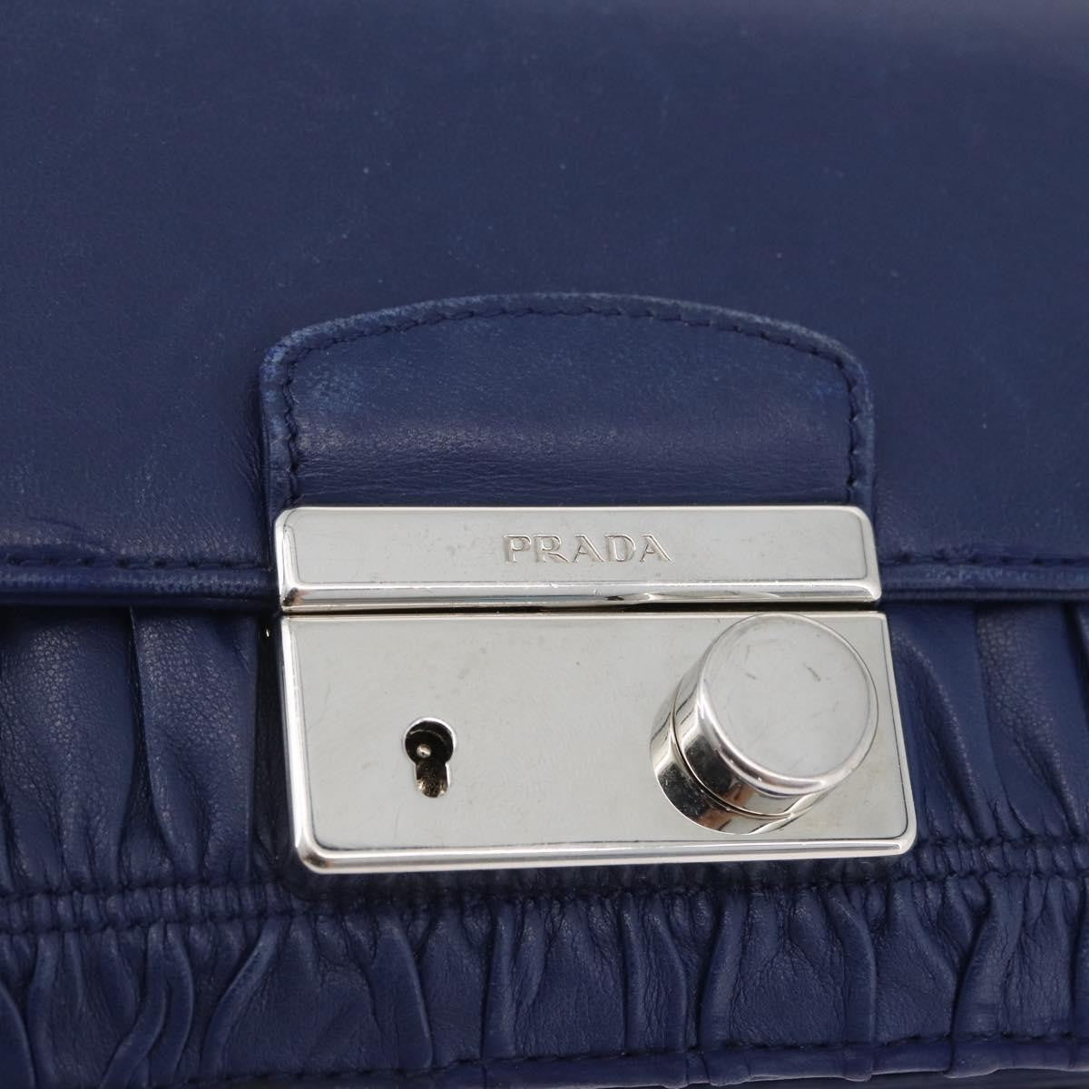 Prada Gaufre Flap Nappa Leather Blue Leather Shoulder Bag Bag (Pre-Owned)