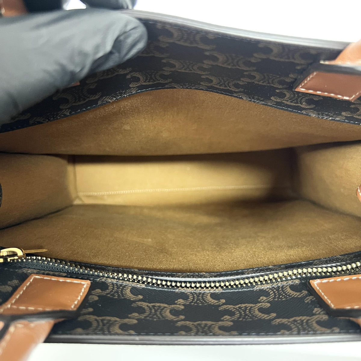 Celine Vertical Cabas Triomphe Coated Canvas Brown Canvas Tote Bag Bag (Pre-Owned)