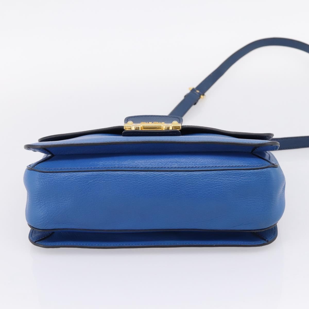 Miu Miu Madras Top Handle Leather Navy Leather Handbag (Pre-Owned)