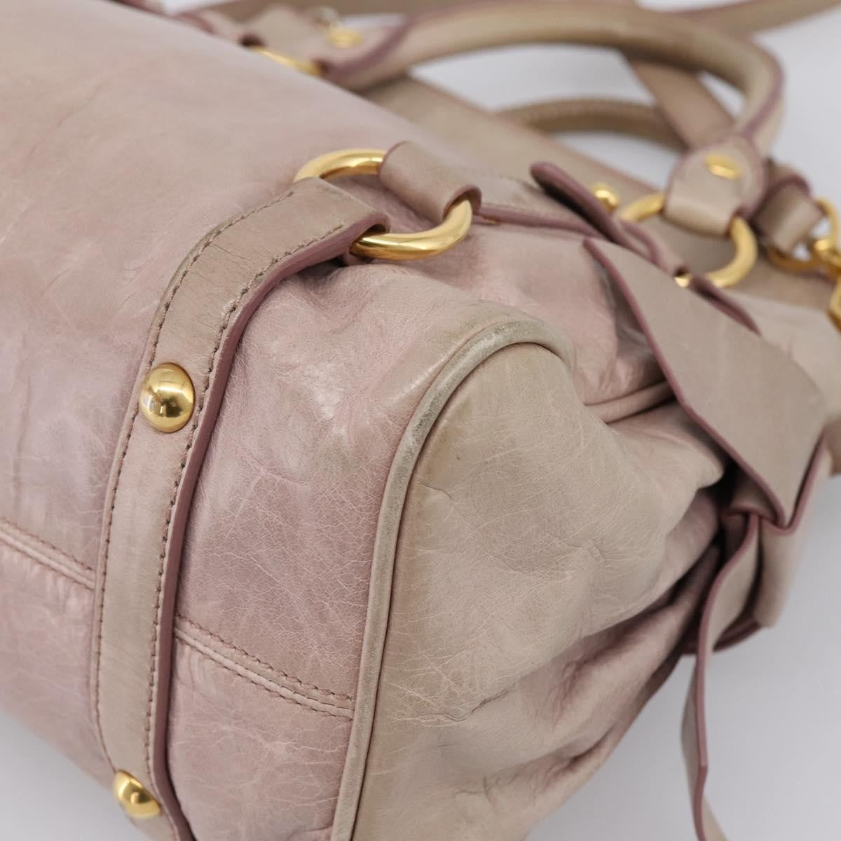 Miu Miu Vitello Lux Leather Pink Leather Handbag (Pre-Owned)