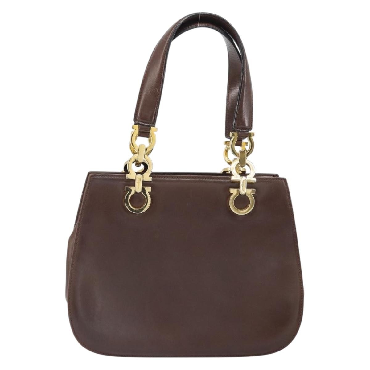 Salvatore Ferragamo Gancini Leather Brown Leather Handbag (Pre-Owned)