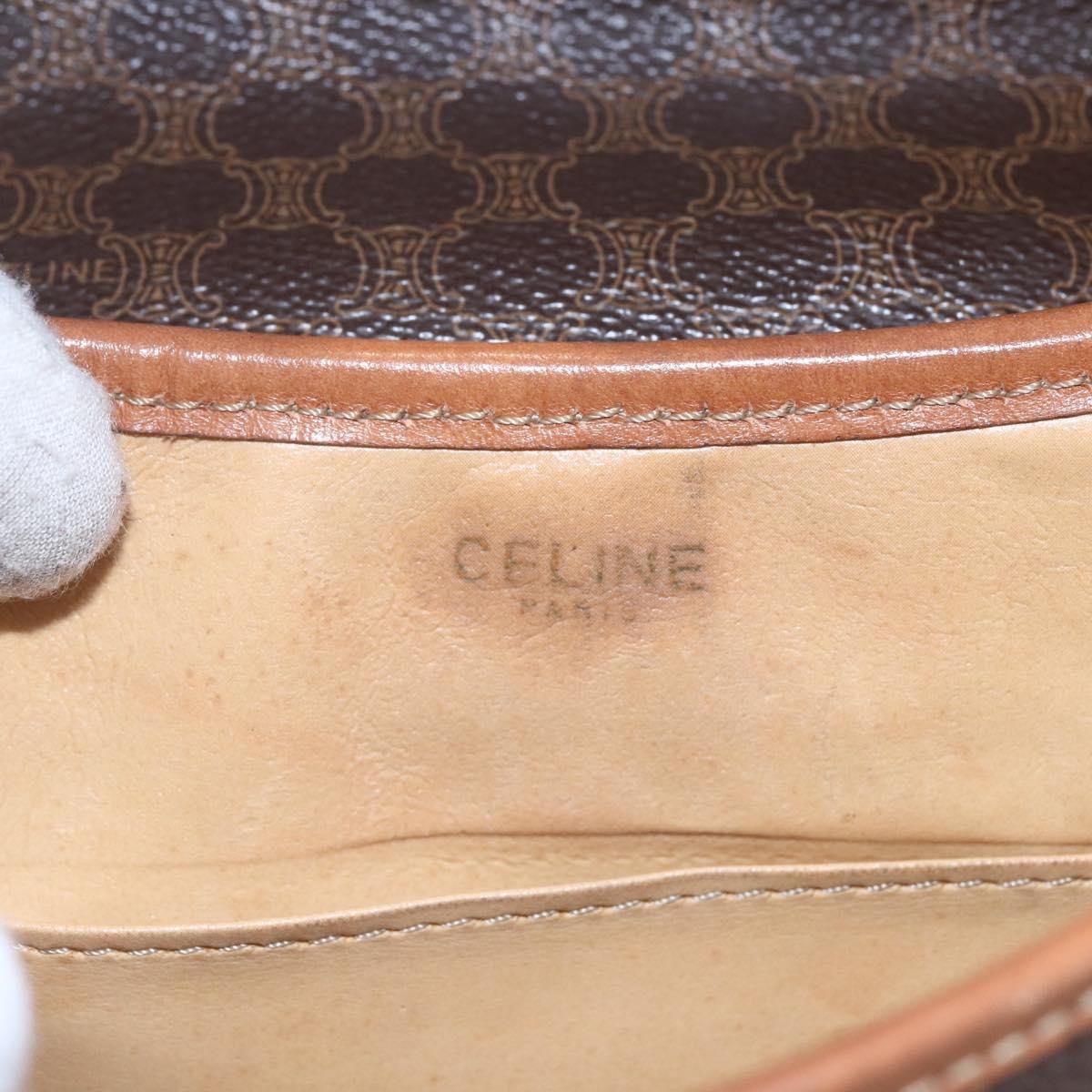 Celine Vintage Macadam Canvas And Leather Brown Canvas Shoulder Bag Bag (Pre-Owned)