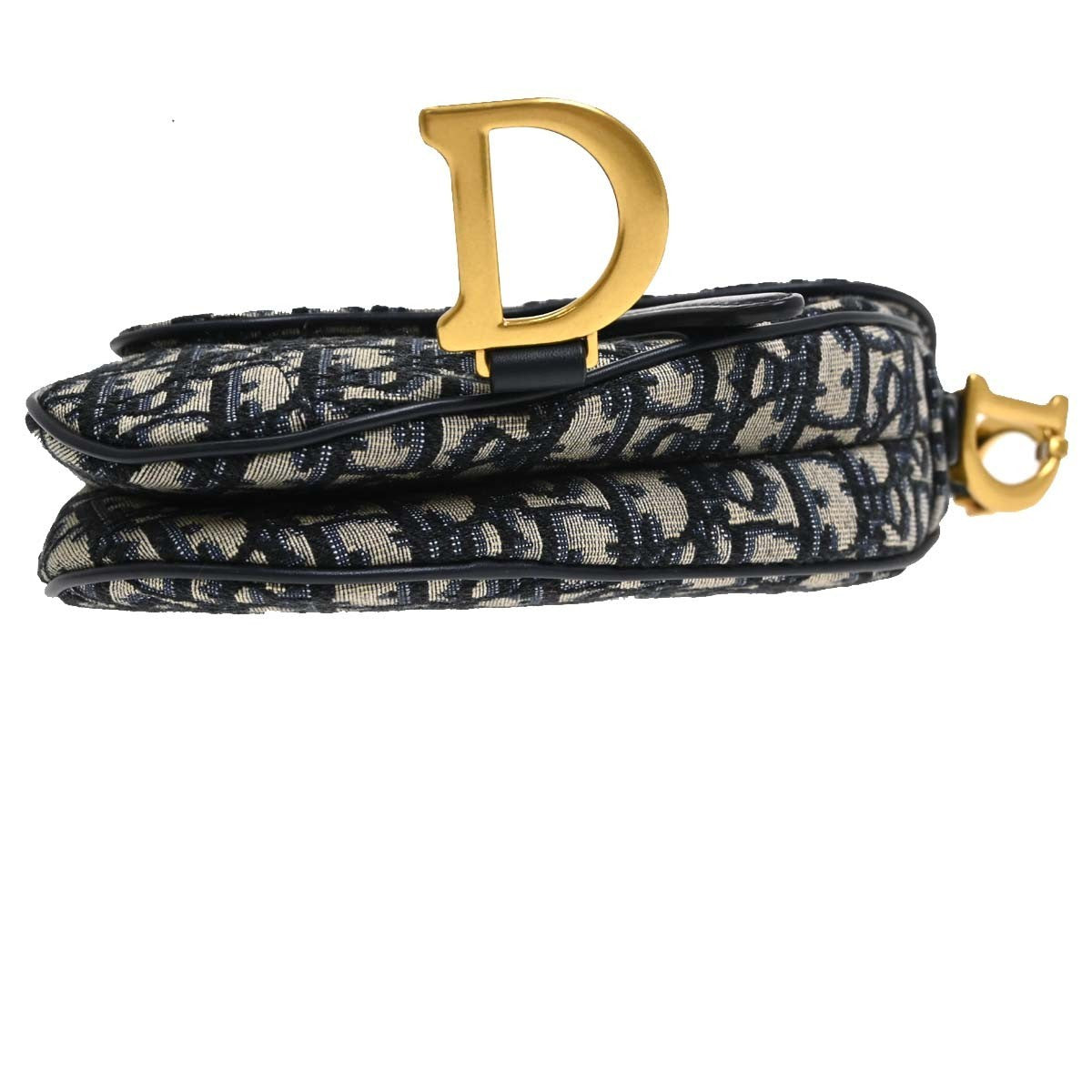 Christian Dior Saddle Oblique Canvas Navy Canvas Handbag (Pre-Owned)