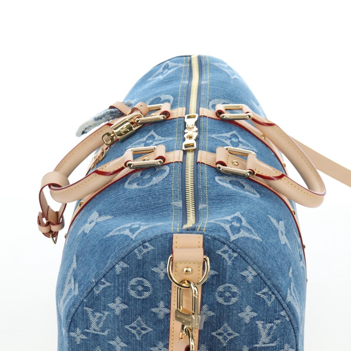 Louis Vuitton Keepall Bandouliere Limited Edition Monogram Watercolor Stripes Denim Blue Denim_Jeans Travel Bag Bag (Pre-Owned)