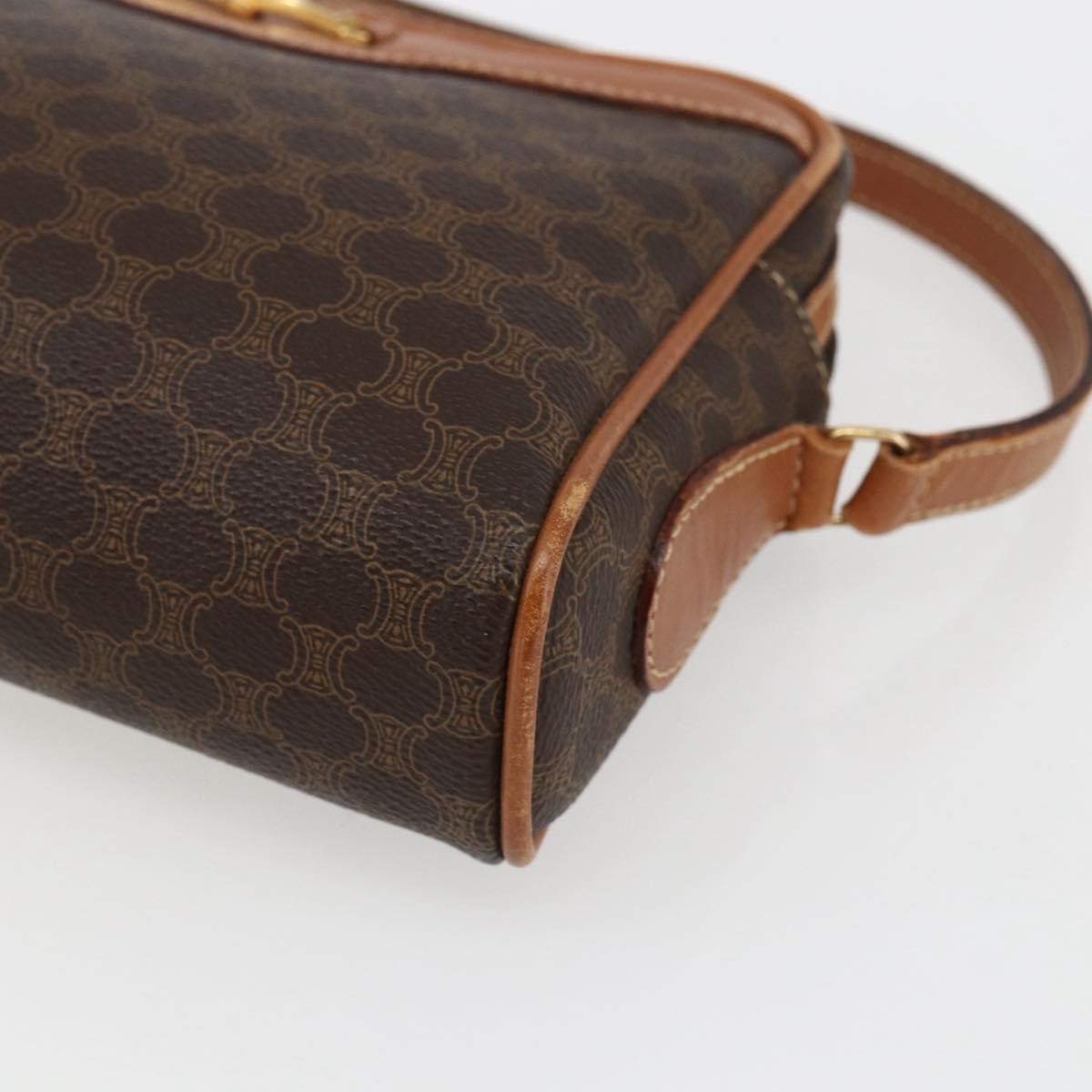 Celine Vintage Macadam Canvas And Leather Brown Canvas Shoulder Bag Bag (Pre-Owned)
