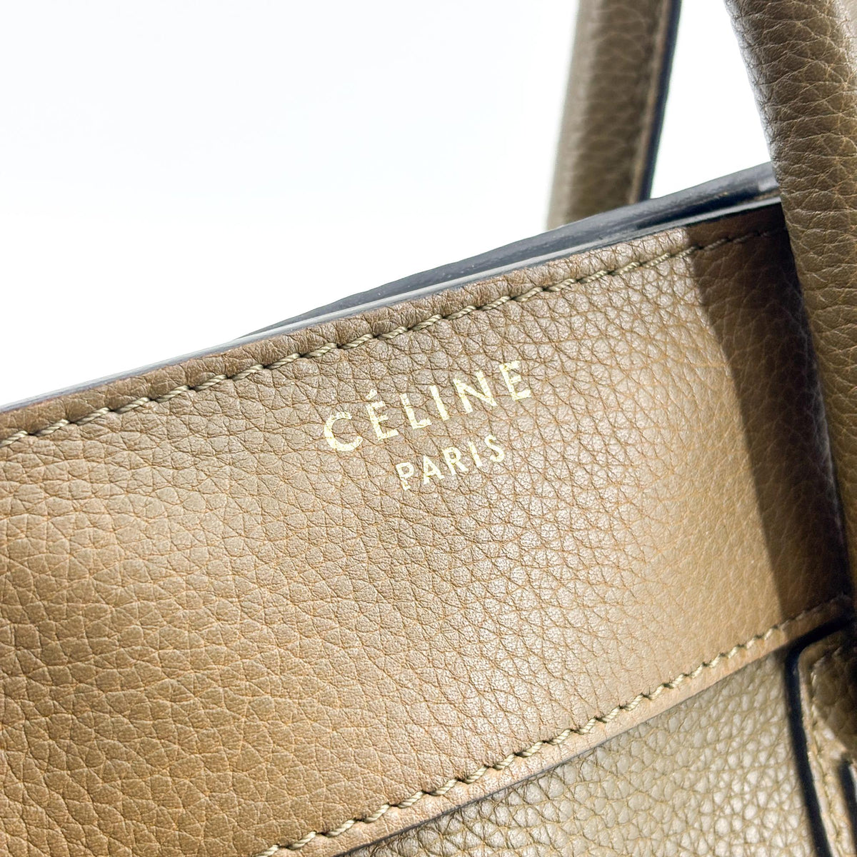 Celine Luggage Smooth Leather Khaki Leather Handbag (Pre-Owned)