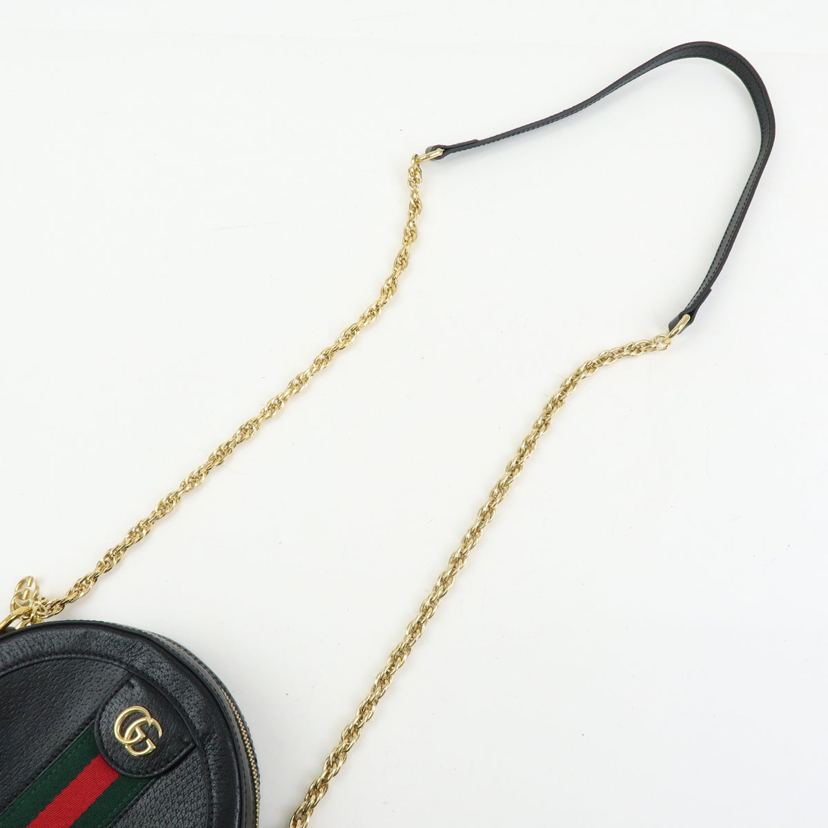 Gucci Ophidia Round Leather Black Leather Shoulder Bag Bag (Pre-Owned)