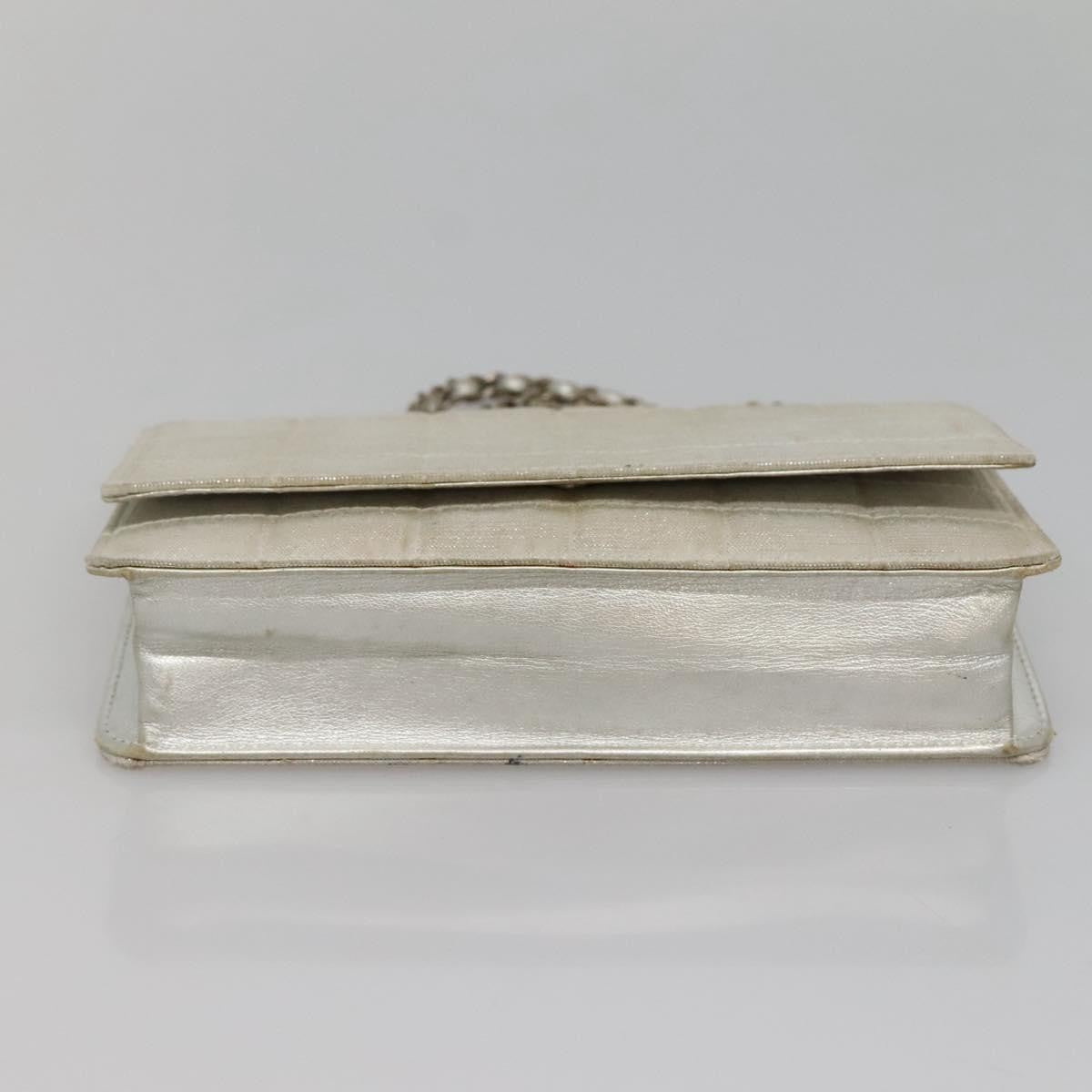Chanel Travel Line Wallet On Chain Quilted Nylon Silver Nylon Bag (Pre-Owned)