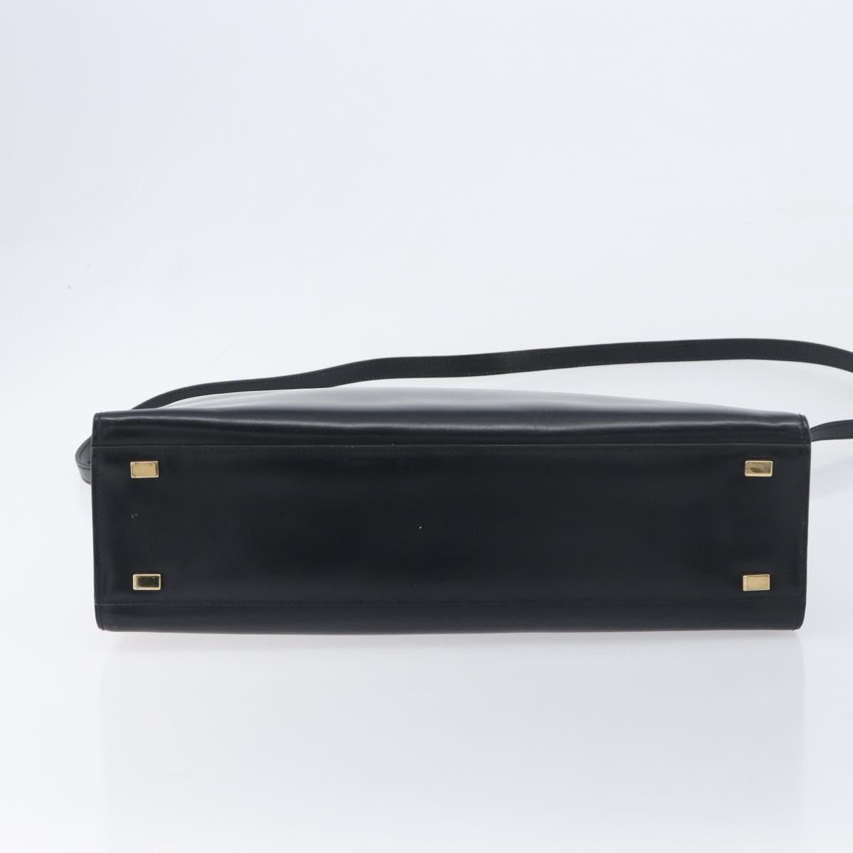 Celine Top Handle Leather Black Leather Handbag (Pre-Owned)