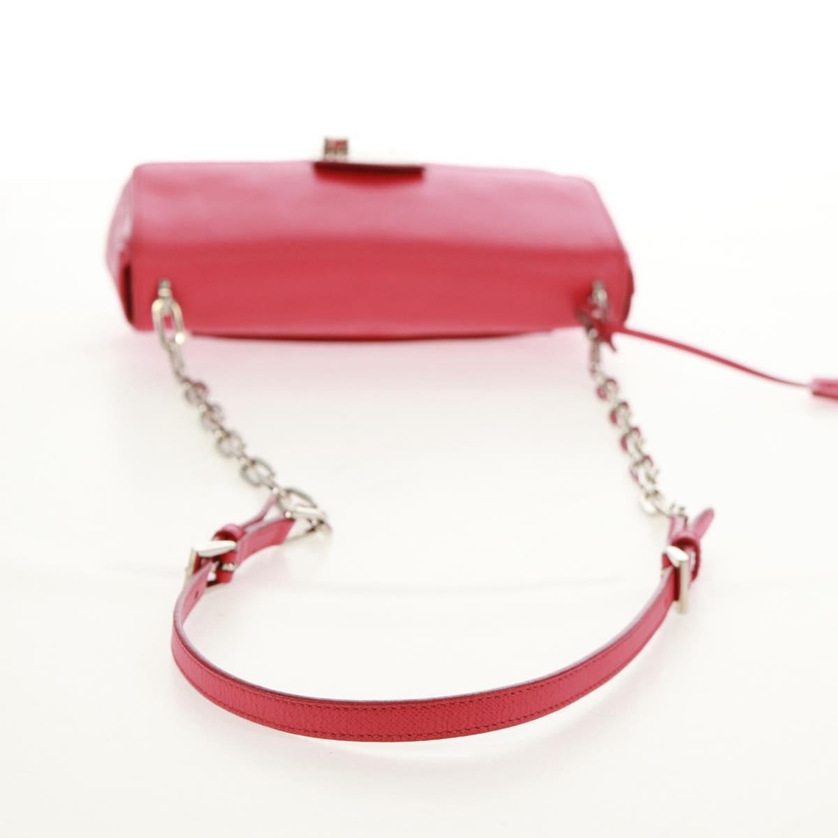 Prada Sound Chain Saffiano Leather Red Leather Shoulder Bag Bag (Pre-Owned)