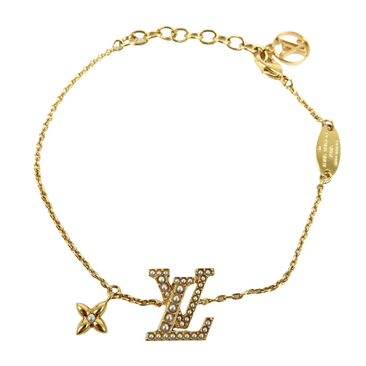 Louis Vuitton Lv Iconic Metal With Crystals Gold Metal Bracelet Jewelry (Pre-Owned)