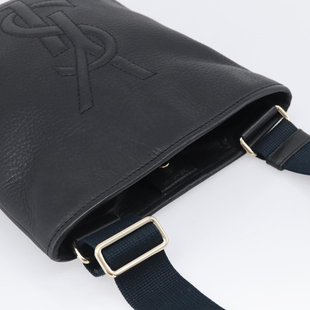 Saint Laurent Vintage Shoulder Bag Leather Black Leather Shoulder Bag Bag (Pre-Owned)