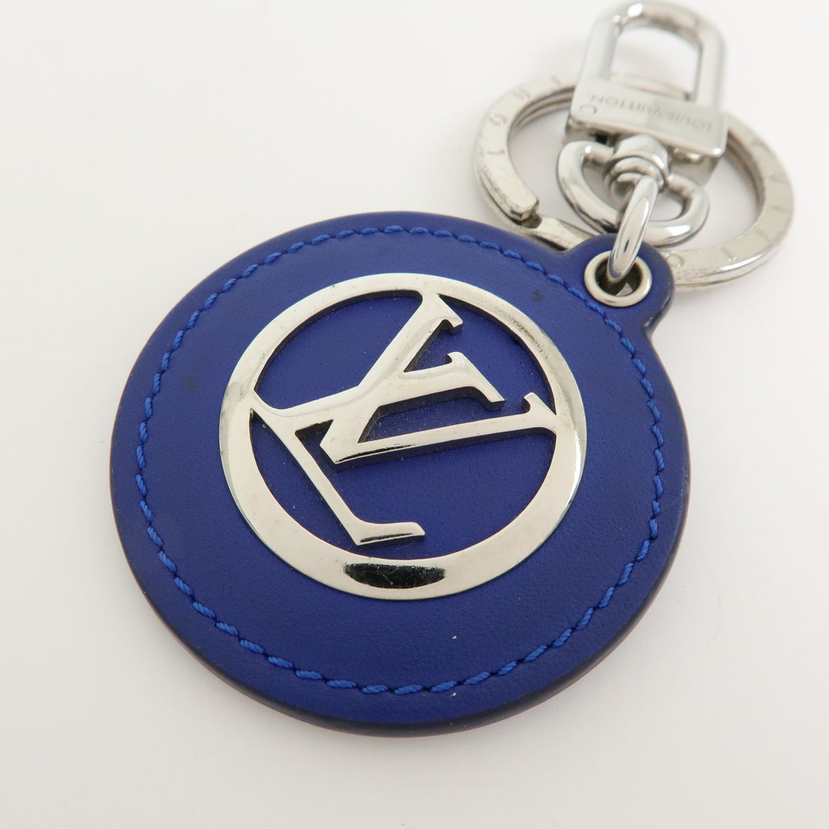 Louis Vuitton Lv Circle Bag Charm And Key Holder Metal Blue Leather Charms And Keychains Accessory (Pre-Owned)